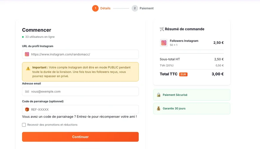 How to buy Instagram followers - Followers Lab checkout